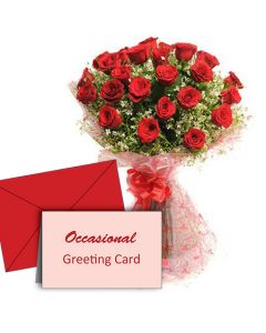 Red Rose Bouquet with greeting card
