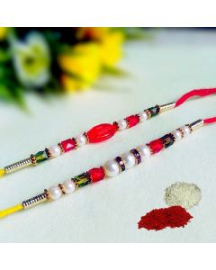 The memories of your childhood with our rakhi combo. Send Stone and pearl rakhi Set to Delhi, Gurgaon, Noida, Faridabad, Ghaziabad and revive blissful moments of togetherness.